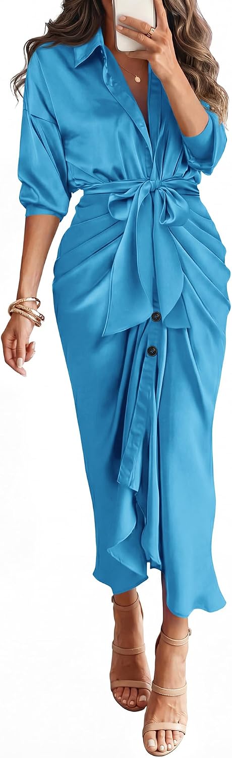 BTFBM Button Dwon Fall Dresses for Women 2026