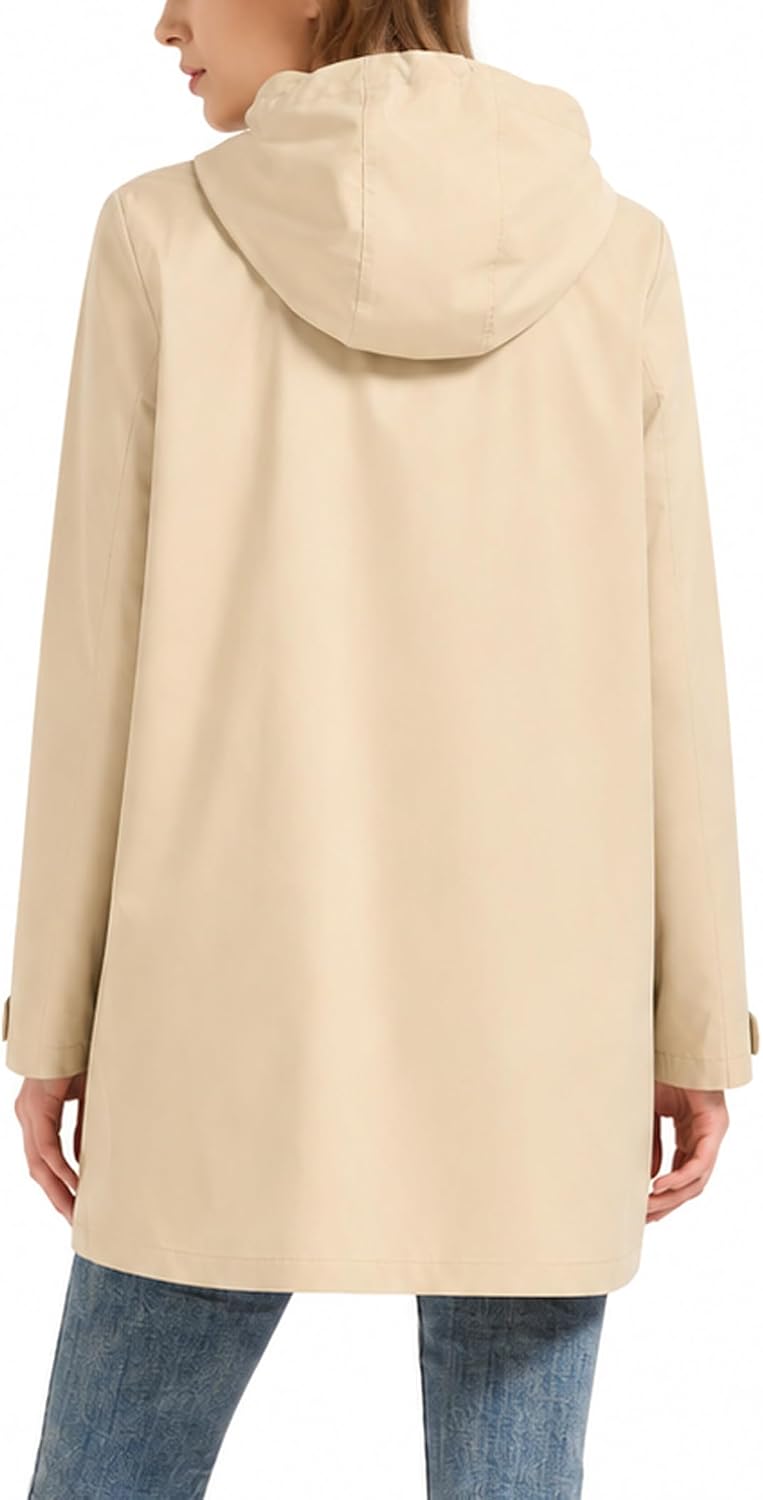 Orolay CHIIONE Waterproof Raincoat for Women Long Hooded Rain Jacket