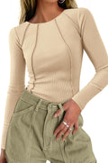 Ribbed Long Sleeve Tops for Women