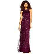 Adrianna Papell Women's Bead Mock Halter Dress
