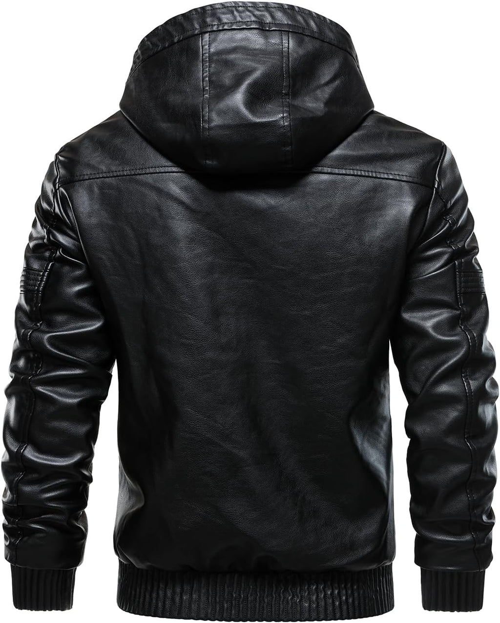 HOOD CREW Mens Faux Leather Jackets with Hood