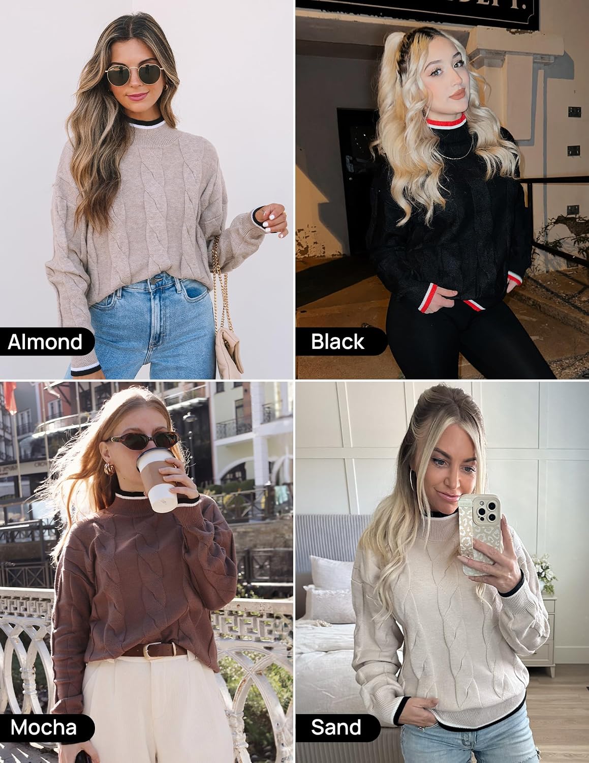 Fall Winter Mock Neck Chunky Sweaters for Women