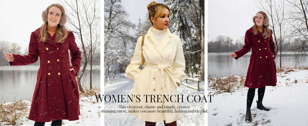GRACE KARIN 2026 Women's Fashion Trench Coat Notch Lapel Double Breasted Thick A Line Pea Coats Jacket with Pockets(S-2XL)