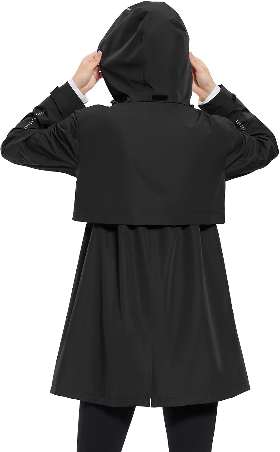baleaf Women's Long Rain Coat Lightweight Packable Jacket with Hood