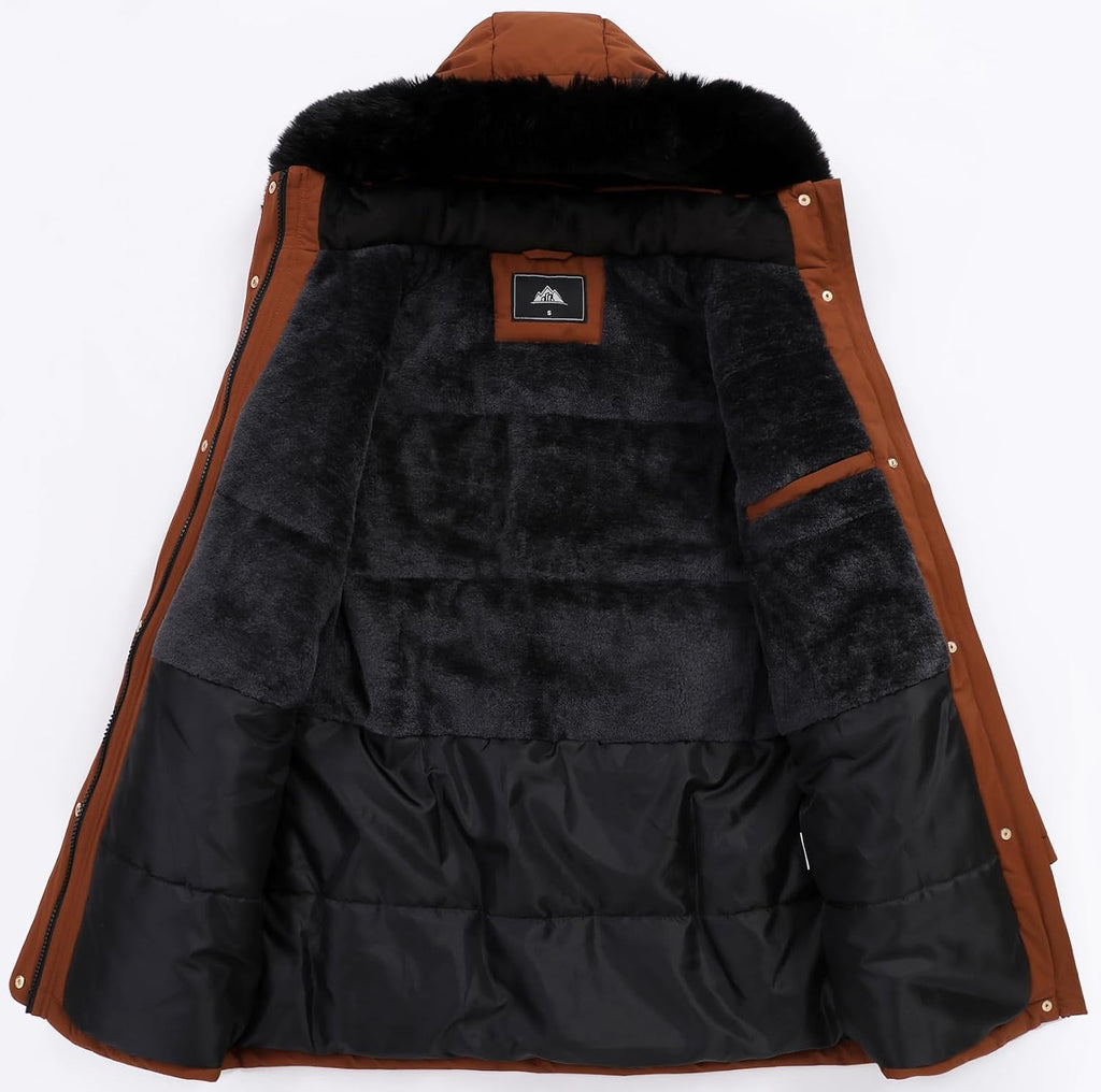 MOERDENG Women's Long Winter Down Coat Thicken Fleece Lined Puffer Jacket