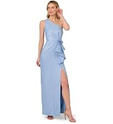 Adrianna Papell Women's Allover Beaded Racer Back Blouson Gown with High Neckline