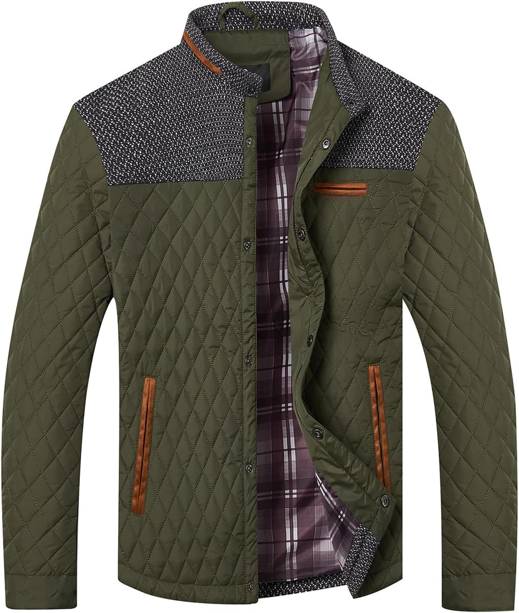HOOD CREW Men’s Quilted Down Jacket Light Autumn Winter Coat