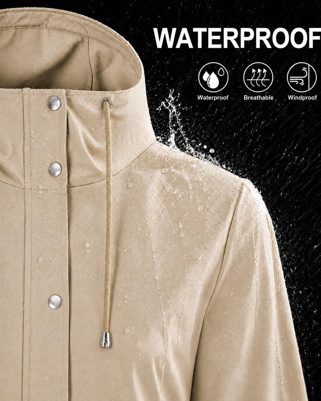 Orolay CHIIONE Waterproof Raincoat for Women Long Hooded Rain Jacket