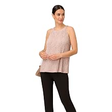 Adrianna Papell Women's Clip Dot Tie Sleeve Solid Top