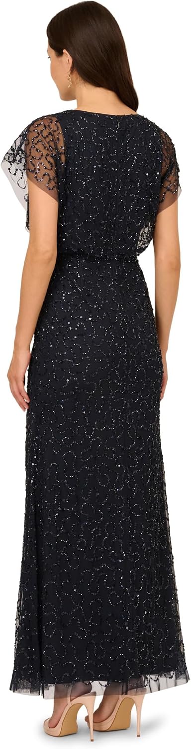 Adrianna Papell Bead LACE Blouson Dress