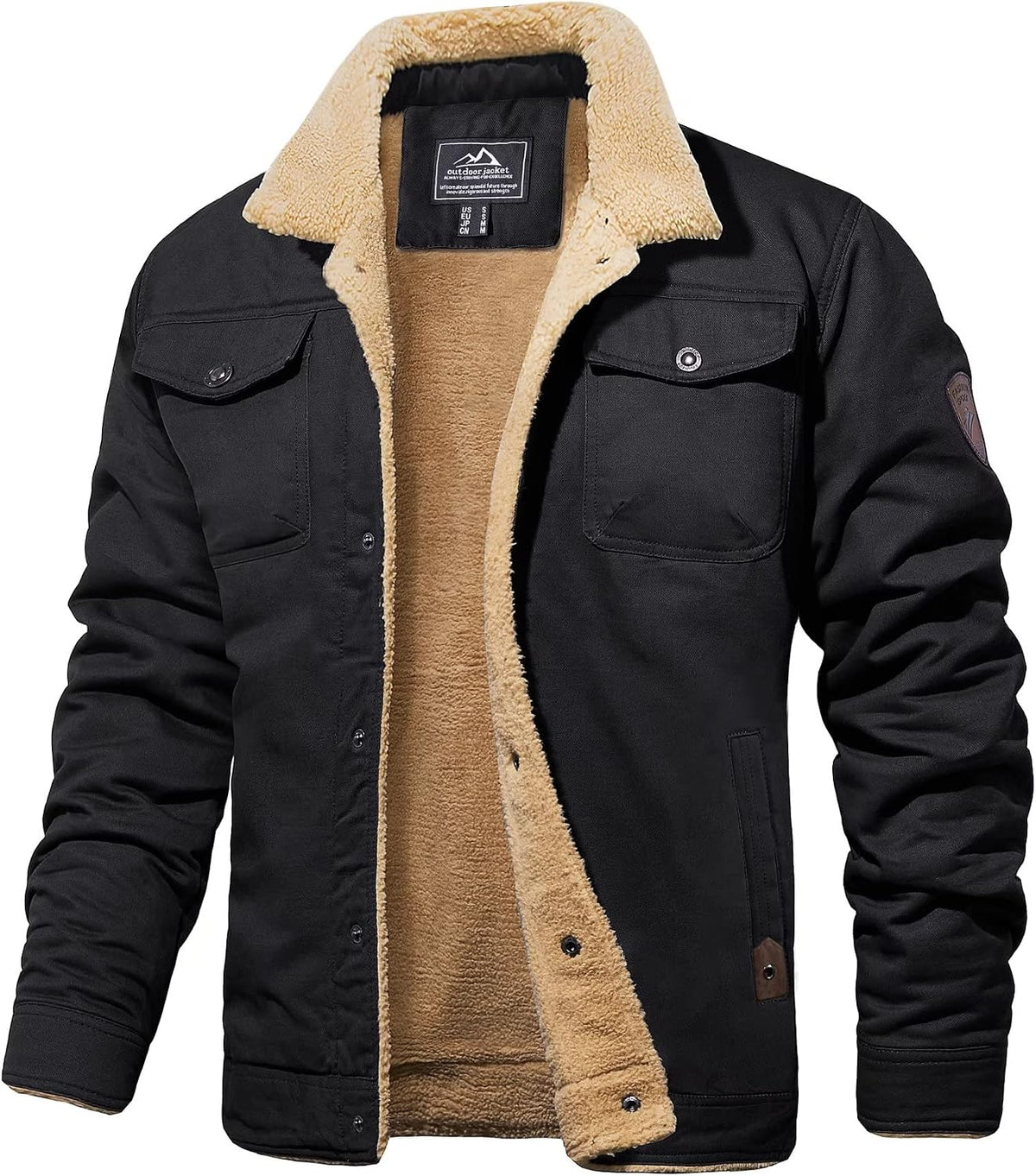 MAGCOMSEN Mens Winter Jacket Fleece Lined Sherpa Jacket Warm Thicken Coat