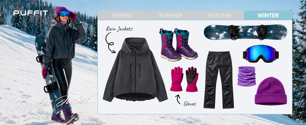 PUFFIT Women's Waterproof Ski Jacket, Fleece Lined Winter Coats windbreaker