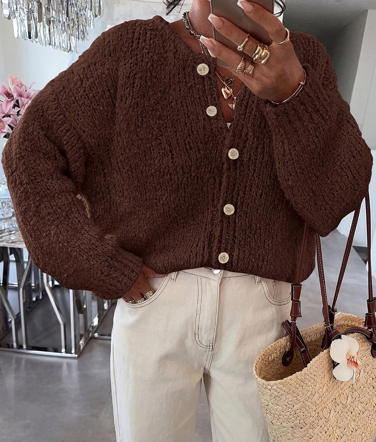 Fall Cardigans for Women Chunky Knit Button Up Sweaters