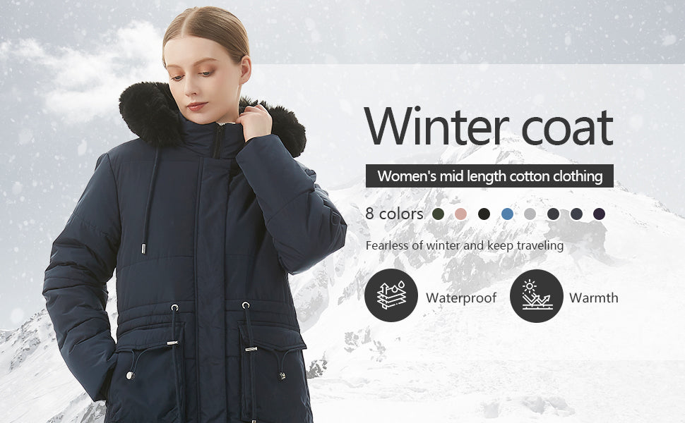 MOERDENG Women's Long Winter Puffer Coat Waterproof Warm Maxi Down Jacket