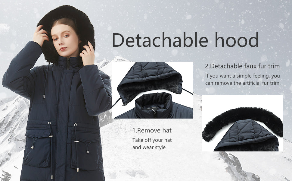 MOERDENG Women's Long Winter Puffer Coat Waterproof Warm Maxi Down Jacket