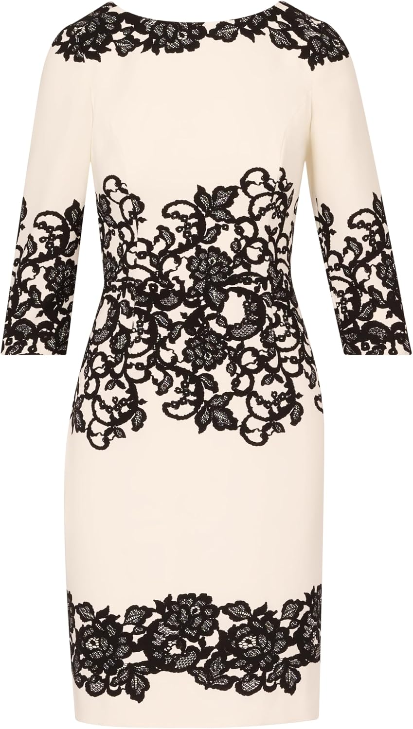 Adrianna Papell Scroll Lace Short Dress
