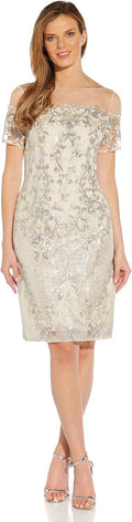 Adrianna Papell Women's Sequin Embroidery Sheath Dress