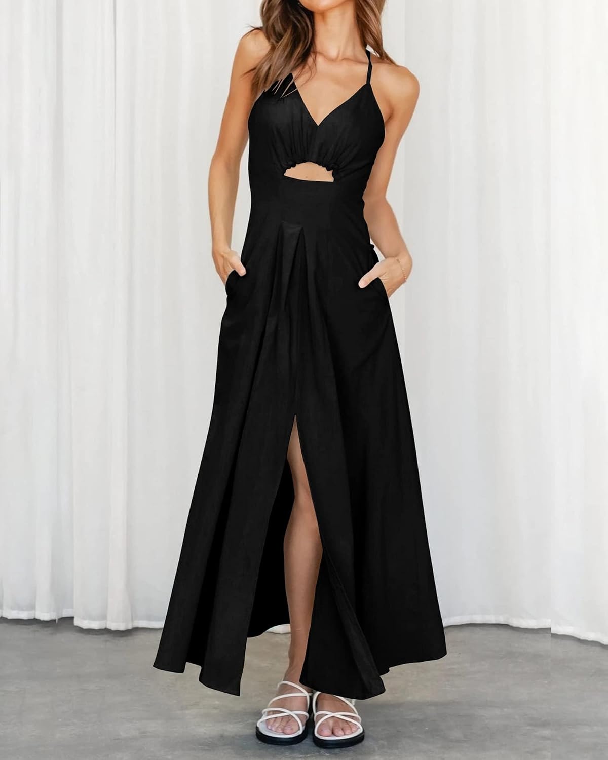 BTFBM Women 2026 Spaghetti Strap Midi Summer Dresses